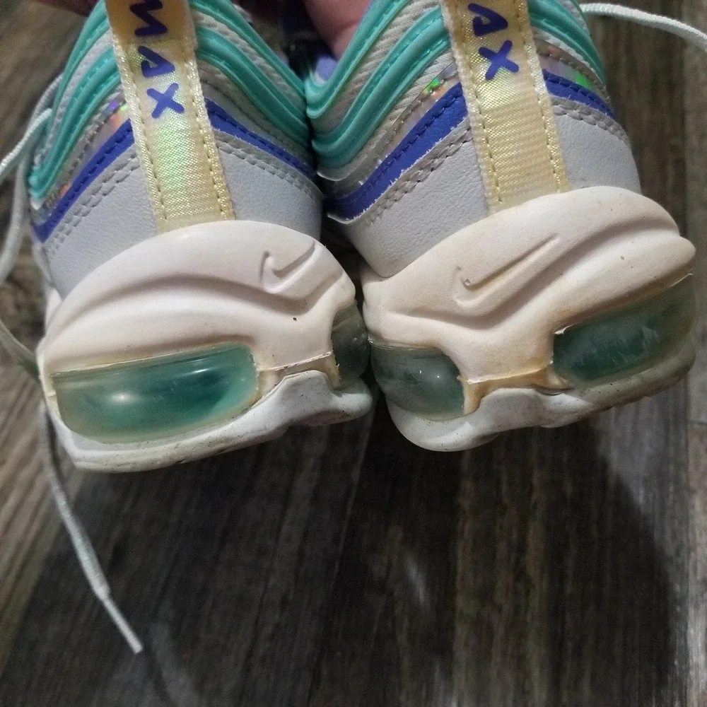 Nike Air Max 97 Youth 6.5 Aura Sapphire Aurora Green Blue Shoes